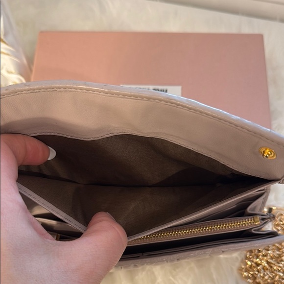 Miu Miu Gray Wallet with Gold Chain - Picture 9 of 14